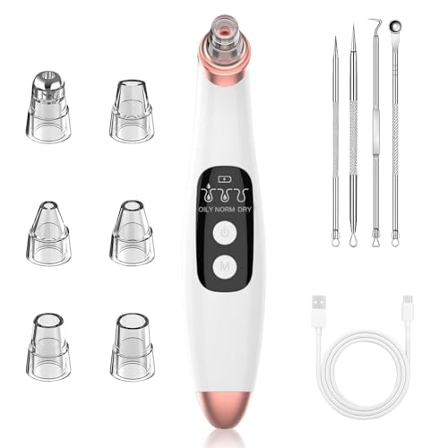 Mitesserentferner Porenreiniger,Porenreiniger Gesicht,Mitesser Sauger Porenreiniger 3 Modi,6 Saugköpfe,USB Laden Gesichtsreinigung Pickesauger,zur Entfernung von Blackheads,Pickel,Fett