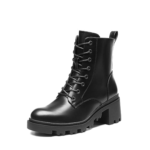 DREAM PAIRS Damenstiefel mit 6CM klobigem Absatz und Stiefeletten,Size 39,Schwarz,SDAB2317W