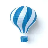 Bunte Heißluftballon Lampions aus Papier als Deko für Geburtstag oder Party | Ø30cm, flammhemmend, mit Gondel und Metallbügel | Papierlampion Laterne Partydeko, Farbe: Blau