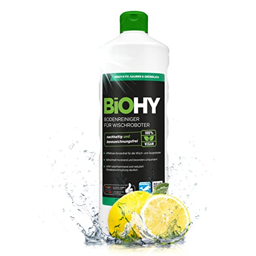 BiOHY Bodenreiniger für Wischroboter (1l Flasche) | Reinigungsmittel Konzentrat für alle Wisch & Saugroboter mit Nass-Funktion | Schaumarm & Streifenfrei | Für alle Böden