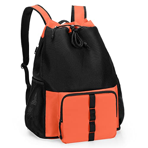 Fasrom Mesh Strandrucksack mit Reißverschluss unten, Sport Gym Rucksack zum Schwimmen, Strand und Pool(Patent Angemeldet), Orange