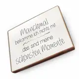 Kühlschrankmagnet mit Spruch - M - Handmade aus Buchenholz - Magnet für Kühlschrank Süß Witzig Lustig - Küchen Kühlschrank Deko 6.5cm x 5cm - Geschenk-Idee (Manchmal bekomme ich nichts mit)