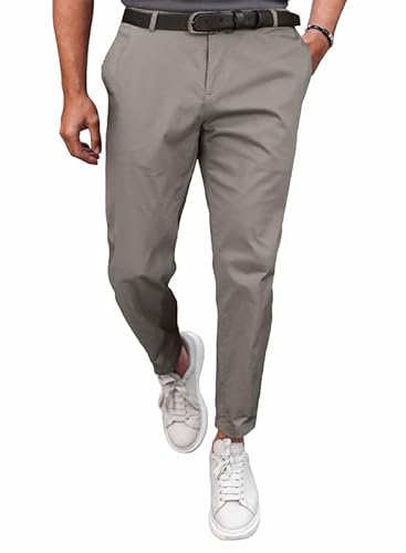 Meilicloth Herren Chino Hose Anzughose Herren Chinohose Stretchhose Herren Baumwolle Sporthose Casual Freizeithose mit Enger Passform Grau 36