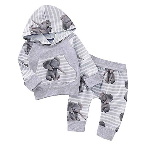 Shiningbaby Baby-Elefant-Trainingsanzug-Jungen-Mädchen-mit Kapuze, Grau, 6-12 Monate (Herstellergröße: 80)