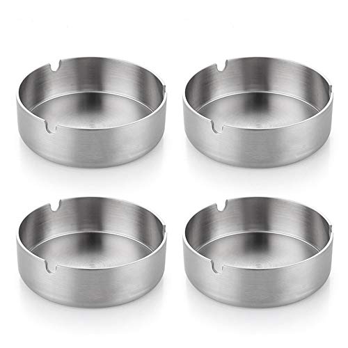 4 Stücke 10cm Edelstahl Aschenbecher Moderne Tischplatte Aschenbecher für Innenraum und Draußen