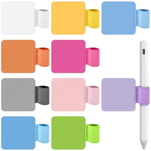 Alethron Stiftschlaufe Selbstklebend, 10 Stück Stifthalter Notizbuch, PU Leder Pen Loop Leuchtturm Stiftschlaufe mit Elastische Schlaufe Stiftehalter für Notizbuch Tagebuch Kalender Tablet 10 Farben