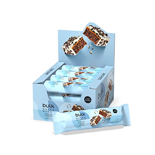 Bulk Macro Munch Protein Riegel, Cookies & Cream, 62 g, Box mit 12 Riegeln, 12 Portionen, Verpackung Kann Variieren