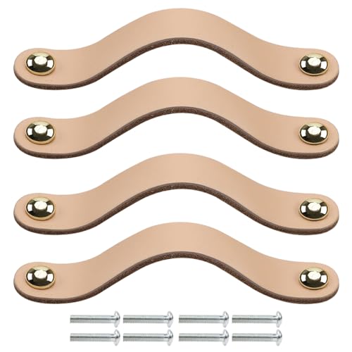 ptumcial Ledergriffe 4pcs Leder Schublade Ziehen einfache Moderne Schubladengriffe mit Schraubenzubehör Möbelhandles Home -Werkzeuge und Accessoires