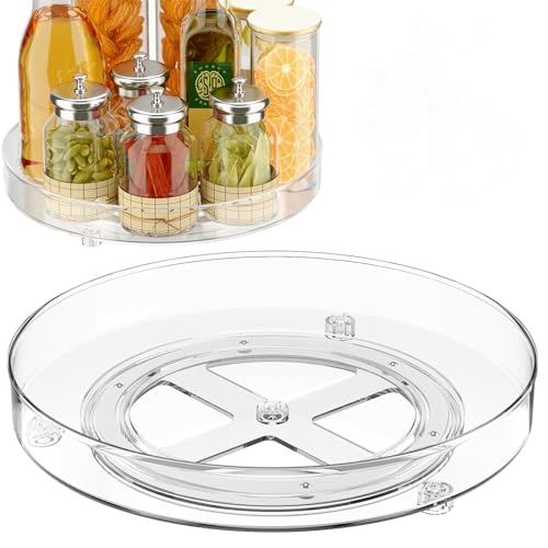 JESIFFY 2 Stück Lazy Susan drehteller Organizer Kühlschrank 27cm+23,5cm, drehplatte kühlschrank Rondell Organizer Gewürzhalter, Küchen Organizer Gewürzregal drehbar für Gewürze Joghurt