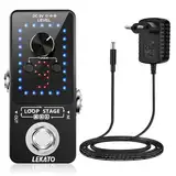 Guitar Looper mit Netzteil, LEKATO 9 Loops 40 Minuten Aufnahmezeit Gitarren-Looper Eingebautes Stimmgerät Unbegrenzter Overdub Elektronisches Looper-Effektpedal für E-Gitarren-Bass (mit Adapter)