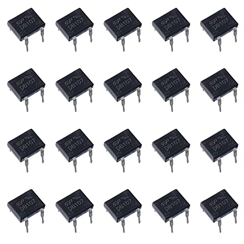 PENGLIN 20PCS DB107 107 Einphasig Glas Passivierte Brückengleichrichter 1000V 1A Elektronische Silizium Dioden, 4-Pin