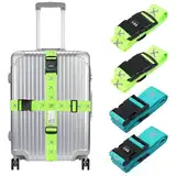 Jortmrd 4 Stück Koffergurt mit Zahlenschloss Kofferband Gurt Auffällig Kofferbänder Reflektierend Koffer Gurtband Verstellbare Koffer Gurt Luggage Strap für Schnell Erkennen Gepäck Reisetasche Koffer