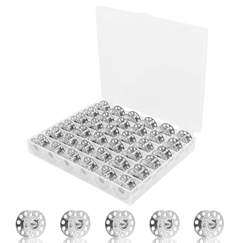 QOUBNIC 36 Stück Nähmaschinen Spulen, Set Metall-Unterfadenspulen mit Aufbewahrungsbox Spulen Nähmaschine Hochwertige Nähmaschinenspulen für Haushalts Industriemaschinen