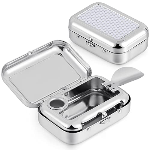 2 Stück Taschenaschenbecher Für Unterwegs Geruchsdicht Aschenbecher To Go Mit Deckel Reiseaschenbecher Mini Ashtray Mit Zigarettenablage Quadratischer Metall Aschenbecher Für Camping Outdoor