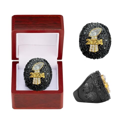 HYKJSHED 2024 Fantasy Football Ring, Meisterschaftsring, FFL-Meisterschaftstrophäe, Geschenkbox, Ring-Displaybox(Black,13)