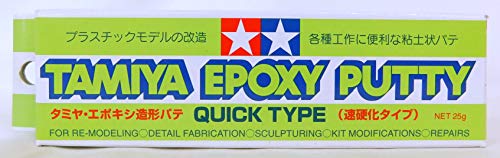 Tamiya 87051 Epoxy Spachtelmasse Quick Type 25g 2K-Modellbau-Zubehör, Bastelwerkzeuge, hochwertiges Modellbauzubehör, Plastikmodellbau, Mehrfarbig
