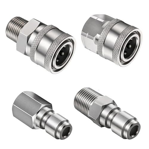 4 Stück Hochdruckreiniger Kupplung 3/8 Zoll, Schnellkupplung NPT 3/8 Zoll Schnellkupplung, Schnellkupplung Hochdruckreinige, Verbindungsstücke für Hochdruckreiniger mit Innengewinde (Silber)