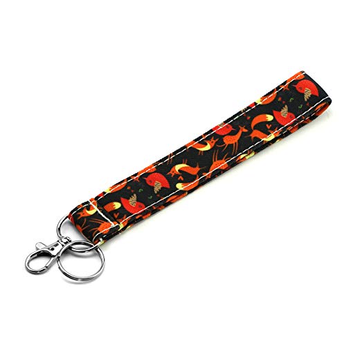 LParkin Fox Gifts Schlüsselband für Damen, niedliches Lehrer-Schlüsselband für Ausweise, Ausweishalter, Baumwollstoff, Vorschullehrer, Geschenk, Schwarz, Medium