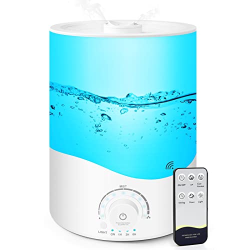 3.5L Top Fill Luftbefeuchter 360° Drehbare Düse Cool Mist Humidifier 25H Raumluftbefeuchter & Aroma Diffuser für Kinderzimmer Schlafzimmer Pflanzen