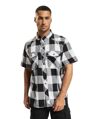 Brandit Check Shirt Herren Kurzarm, Größe:XL, Farbe:Weiß-Schwarz