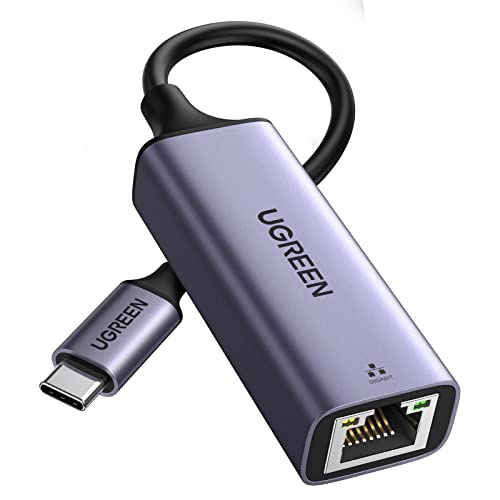 UGREEN Ethernet Gigabit Adapter, Thunderbolt USB C auf RJ45 Netzwerk LAN 1Gbps Kompatibel mit MacBook Pro/Air M2 M1 Chromebook XPS Surface iPad Pro Air Galaxy Tab S8 S24 Ultra,S23 Ultra (Grau,10cm)