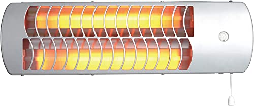 HyCell Wandheizstrahler WHS1200AC (Heizstrahler zur Wandmontage mit 2 Heizstufen, 600W oder 1200W, für Terrasse, Wintergärten, Werkstätten, Arbeitstische, Wickeltisch, Babyheizung, Haus, grau)