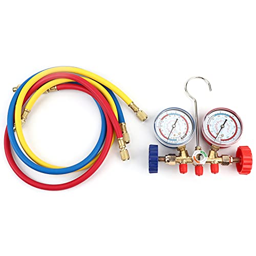 KIMISS Kältemittel Klimatisierung Werkzeuge AC Diagnose Manometer Set mit Schlauch und Haken