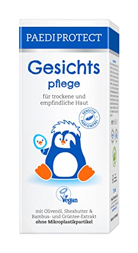 PAEDIPROTECT Gesichtspflege Baby & Kinder Creme 75 ml, ohne Parfüm & ohne Mikroplastik, Gesichtscreme trockene, empfindliche Haut, vegane Pflegestoffe hautberuhigend & pflegend, Babyhautpflege Lotion