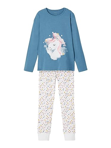 NAME IT Mädchen Nkfnightset Real Teal Unicorn Noos Pyjamaset, 110-116 (1er Pack)