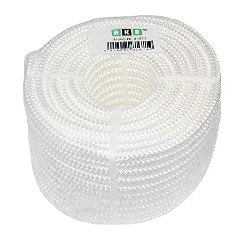 HKB ® 20 m x 8mm -- POLYPROPYLEN SEIL PP Seil Polypropylenseil WEISS Festmacher Flechtleine Tauwerk Tau Reepschnur 16 fach GEFLOCHTEN