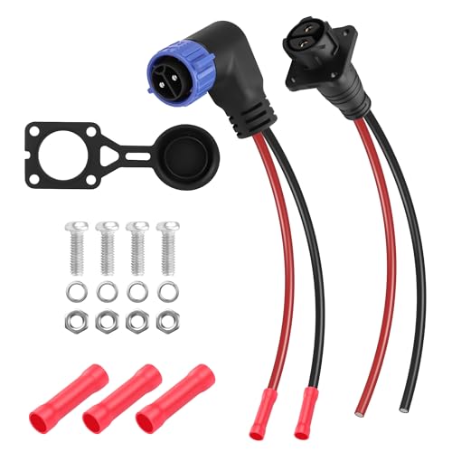 CERRXIAN Trolling-Motor-Steckerbuchsen-Set, 90 Grad, 2-polig, 8 AWG, 50 A, Gleichstrom-Stecker, wasserdichter Trolling-Motor-Schnellanschluss, 12 V/24 V/36 V/48 V, männlich und weiblich,