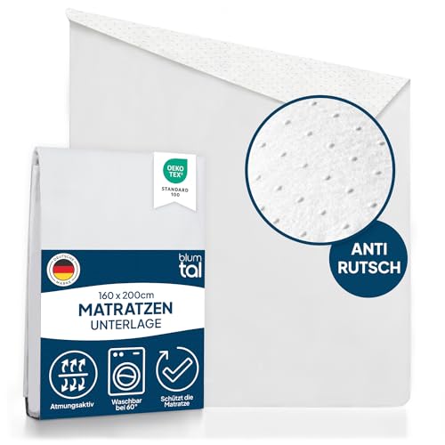 Blumtal® Lattenrost Auflage 160x200 cm - Oeko-TEX zertifizierter Lattenrost Matratzenschoner - Matratzenunterlage 160x200 cm + Anti-Rutsch-Schicht - Lattenrostschoner 160x200 cm - Lattenrost Schoner