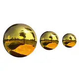 Gartenspiegel polierter Kugeln Edelstahl Blick auf Kugel poliert Hohl reflektierende Gartenkugel Dekorative Kugel für Outdoor Garten Ornament - Gold 3 stücke