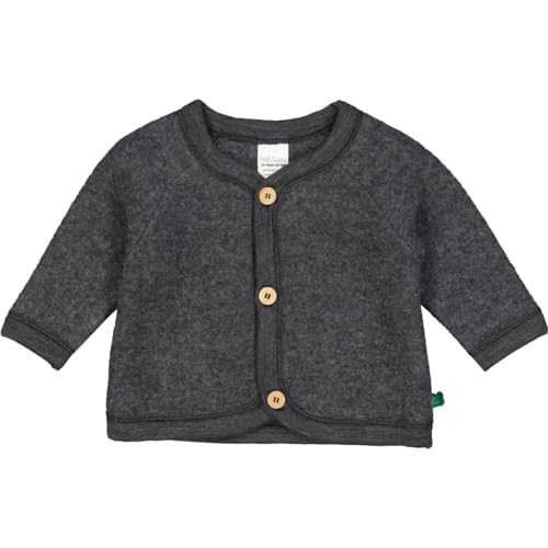 Fred's World by Green Cotton Unisex Wool Fleece Baby Jacket, Dark Grey Melange, 56/62