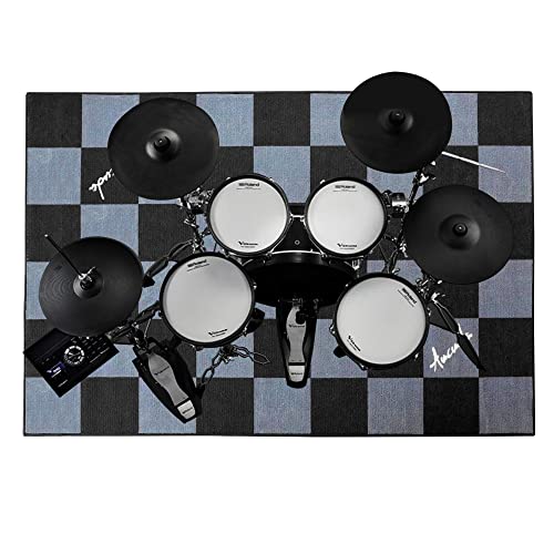 Aucuda Schlagzeugteppich, 120x180cm rutschfest Schalldicht Drum Teppich Matte Innen und Außen, Elektronisches Jazz Schlagzeug Kit für Bass Snare Drum, Summer Schallschutz Akustik Teppich Gift, Blau.