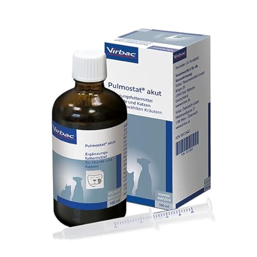 Virbac Pulmostat Akut | 100 ml | Rein pflanzlicher Hustensaft für Hunde und Katzen | Mit Brunnenkresse, Spitzwegerich, Süßholzwurzel, Quebrachowurzelextrakt, Islandmoos und Efeu