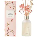 Cocorrína Raumduft Reed Diffuser 200ml, Veilchen Sandelholz, Blume Zimmerduft mit 8 Duftstäbchen, für Badezimmer Regal Dekoration