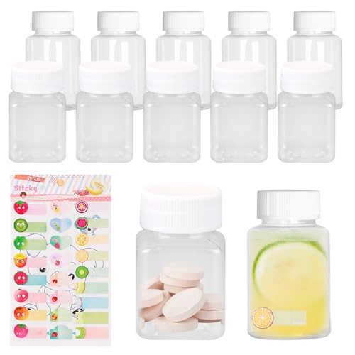 Lithyc 10 Wiederverwendbare Mini-Trinkflaschen Mit Schraubverschluss fürSaftflaschen, Smoothie Flasche, Milchflasche, Plastikflaschen Zum BefüLlen,Plastikwasserflaschen, GeträNkeflaschen