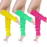 Celiodd 3 Paar Stulpen Damen Bunt Neon leg Warmers Stulpen Grün Stulpen FüR Damen,90er Beinstulpen Damen BeinwäRmer,Bunt Beinstulpen Geeignet FüR Ballett Tanz Yoga Und Den Alltag
