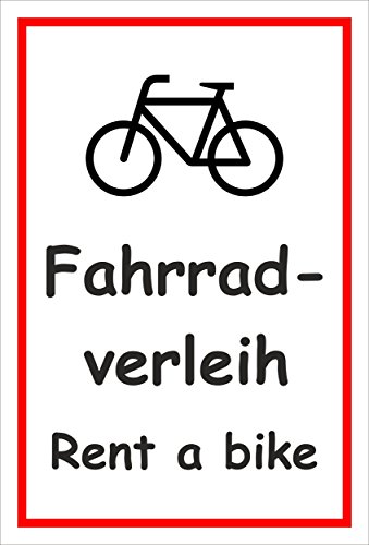 Melis Folienwerkstatt Schild - Fahrrad-Verleih - 15x10cm | 3mm Aluverbund – S00050-093-B -20 VAR