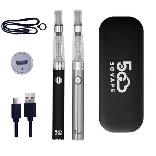 5GVAPE Elektronische Zigarette EGO EVOD CE4 USB Aufladung Wiederaufladbare Batterie Vape Stifte 2-Pakete Shisha Starter Kit,mit Lanyard,keine E-Flüssigkeit Kein Nikotin (Stahl Schwarz)