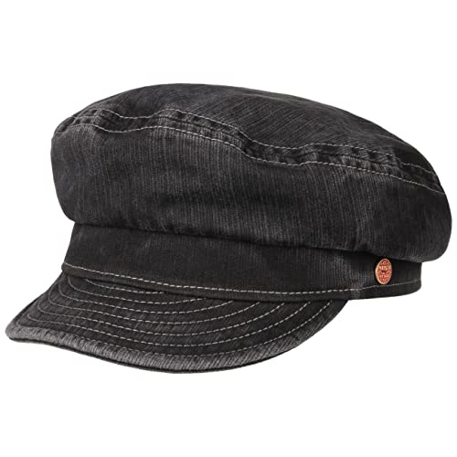 Mayser Altona Sunprotect Elbsegler Elbseglermütze Mütze Cap Baumwollcap Ballonmütze Schiffersmütze Damen/Herren - Made in The EU Damencap mit Schirm Frühling-Sommer - 57 cm schwarz