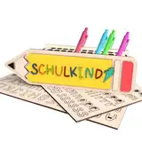 YJSDDNTY Geschenke für Schulkind 2024, DIY Blanko Federmäppchen Mäppchen aus Holz，Geburtstagsgeschenk Holznamen Bemalen，Schulmäppchen, Geschenk Einschulung für Jungen und Mädchen