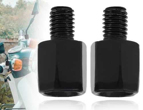 Lhbwhiz 2 Stück spiegeladapter Set,M8 auf M10 Linksgewinde/Rechtsgewinde,Universal Motorrad Motorroller Spiegel Adapter,für Moped(Schwarz)