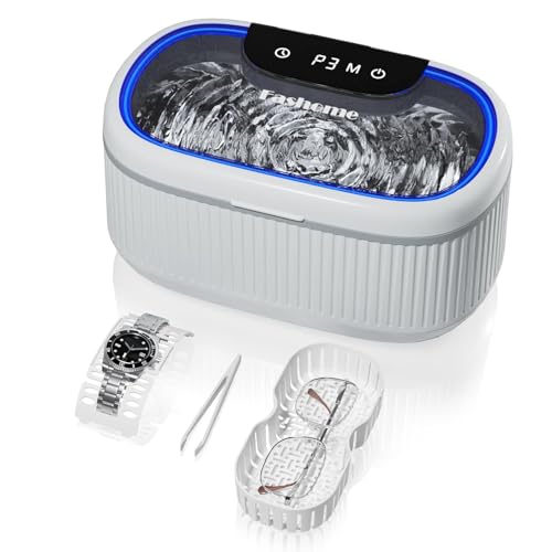 Fashome Ultraschallreinigungsgerät 45000Hz, Brillenreinigungsgerät 500ml Ultraschallreiniger mit 5 Zeiteinstellungen, 3 Leistungsstufen und Digitalanzeige,für Brillen, Schmuck, Uhren, Münzen