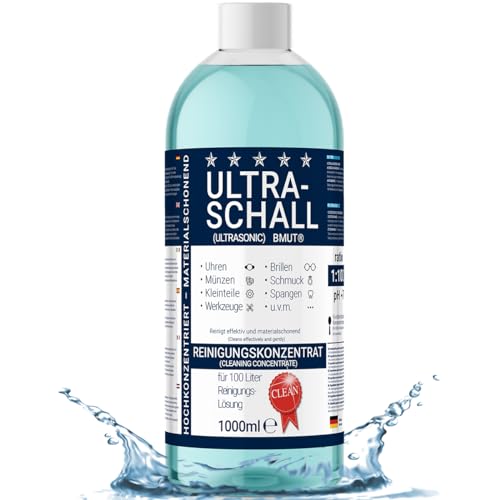 1x 1000ml Ultraschallreiniger Konzentrat | Flüssigkeit | für Brillen Uhren Schmuck Zahnersatz u.v.m. im Ultraschallbad