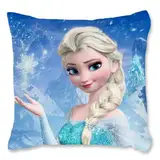 Froze Kissenbezug, Kinder Kopfkissenbezug Eiskönigin Eisa Prinzessin Kissenhülle, Superweich Plüsch Zierkissenbezüg mit Doppelseitigem Muster Verdecktem Reißverschluss für Sofa Bett Stuhl, 45x45cm