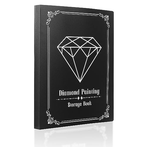 SupLetsico Diamond Painting Bilder Album, A3 Diamond Painting Mappe Mit 60 Klar Sichthüllen, Sichtbuch in A3 für Aufbewahrung Diamant Painting Malerei Bilder (Schwarz fasst 60 Blatt)