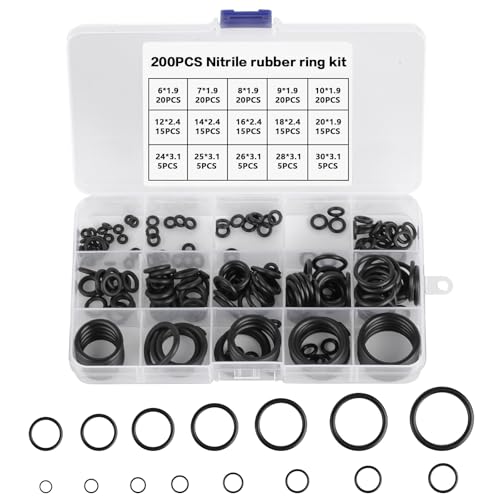 200-teiliges O-Ring-Sortiment, Dichtungssätze, Gummidichtungen, O-Ring-Kits, Dichtungen, Dichtungsgummidichtungen, hitzebeständige Dichtungssatzdichtungen für die Autoreparatur, hydraulisch, 15 Größen