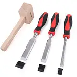 Hi-Spec Stechbeitel Set für Holz mit Holzhammer, umfassendes Set mit Holzhammer und Stechbeitel in 3 Größen für Präzise Schnitte bei Ihrem Holzprojekten.